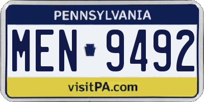 PA license plate MEN9492