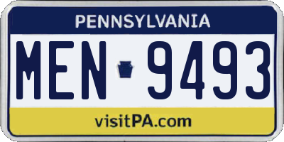PA license plate MEN9493
