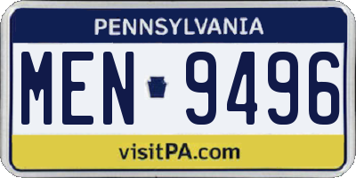 PA license plate MEN9496