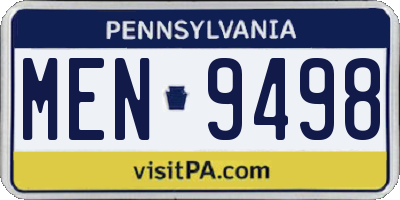 PA license plate MEN9498