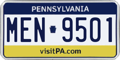 PA license plate MEN9501