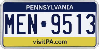 PA license plate MEN9513