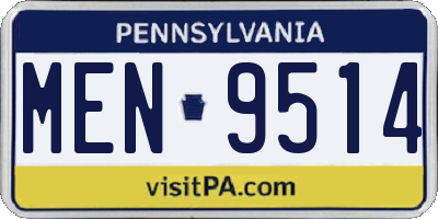 PA license plate MEN9514