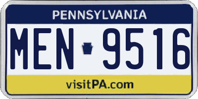 PA license plate MEN9516