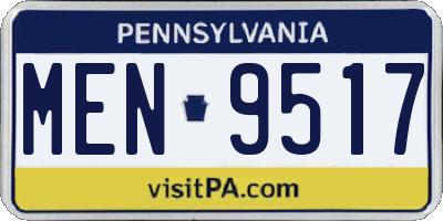 PA license plate MEN9517