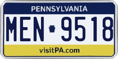 PA license plate MEN9518