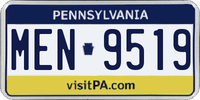 PA license plate MEN9519