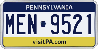PA license plate MEN9521