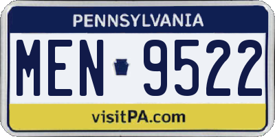 PA license plate MEN9522