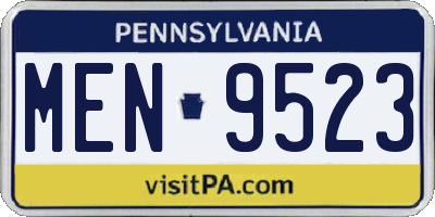 PA license plate MEN9523