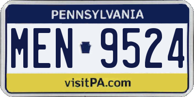 PA license plate MEN9524