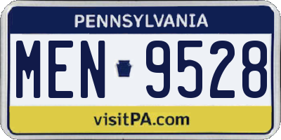 PA license plate MEN9528