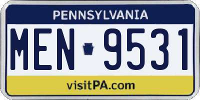 PA license plate MEN9531