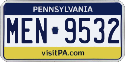 PA license plate MEN9532