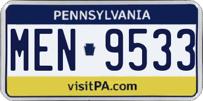 PA license plate MEN9533