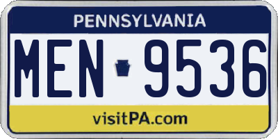 PA license plate MEN9536
