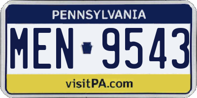 PA license plate MEN9543