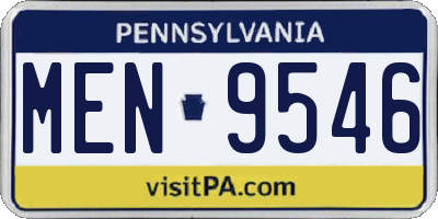 PA license plate MEN9546