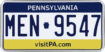 PA license plate MEN9547