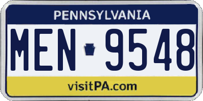 PA license plate MEN9548