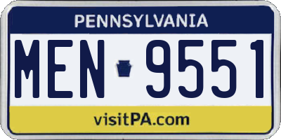 PA license plate MEN9551
