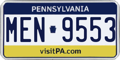 PA license plate MEN9553