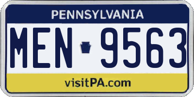 PA license plate MEN9563