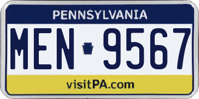 PA license plate MEN9567