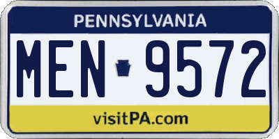 PA license plate MEN9572