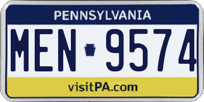 PA license plate MEN9574