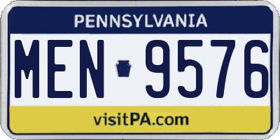 PA license plate MEN9576
