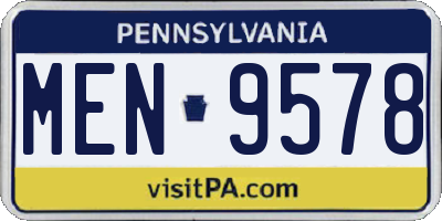 PA license plate MEN9578