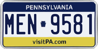 PA license plate MEN9581