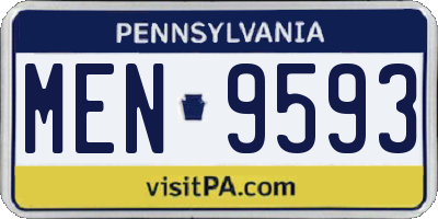 PA license plate MEN9593