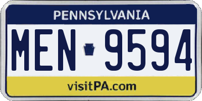 PA license plate MEN9594