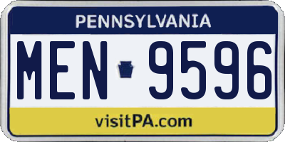 PA license plate MEN9596