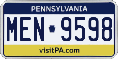 PA license plate MEN9598