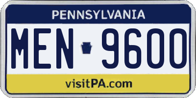 PA license plate MEN9600