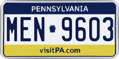 PA license plate MEN9603