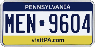 PA license plate MEN9604