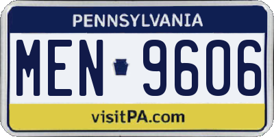 PA license plate MEN9606
