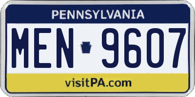 PA license plate MEN9607