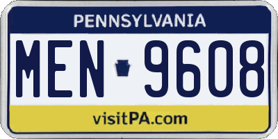 PA license plate MEN9608