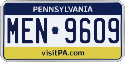 PA license plate MEN9609
