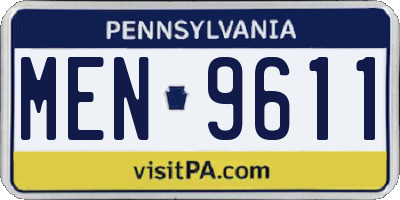PA license plate MEN9611