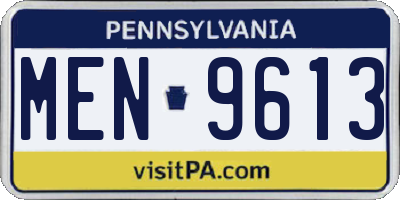 PA license plate MEN9613
