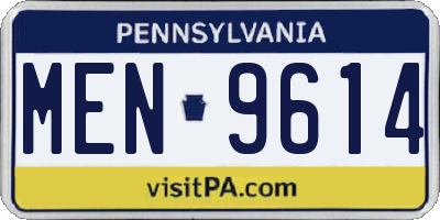 PA license plate MEN9614