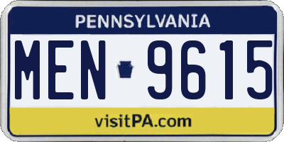 PA license plate MEN9615