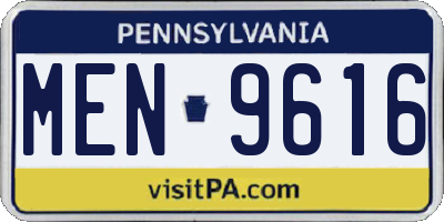 PA license plate MEN9616