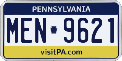PA license plate MEN9621